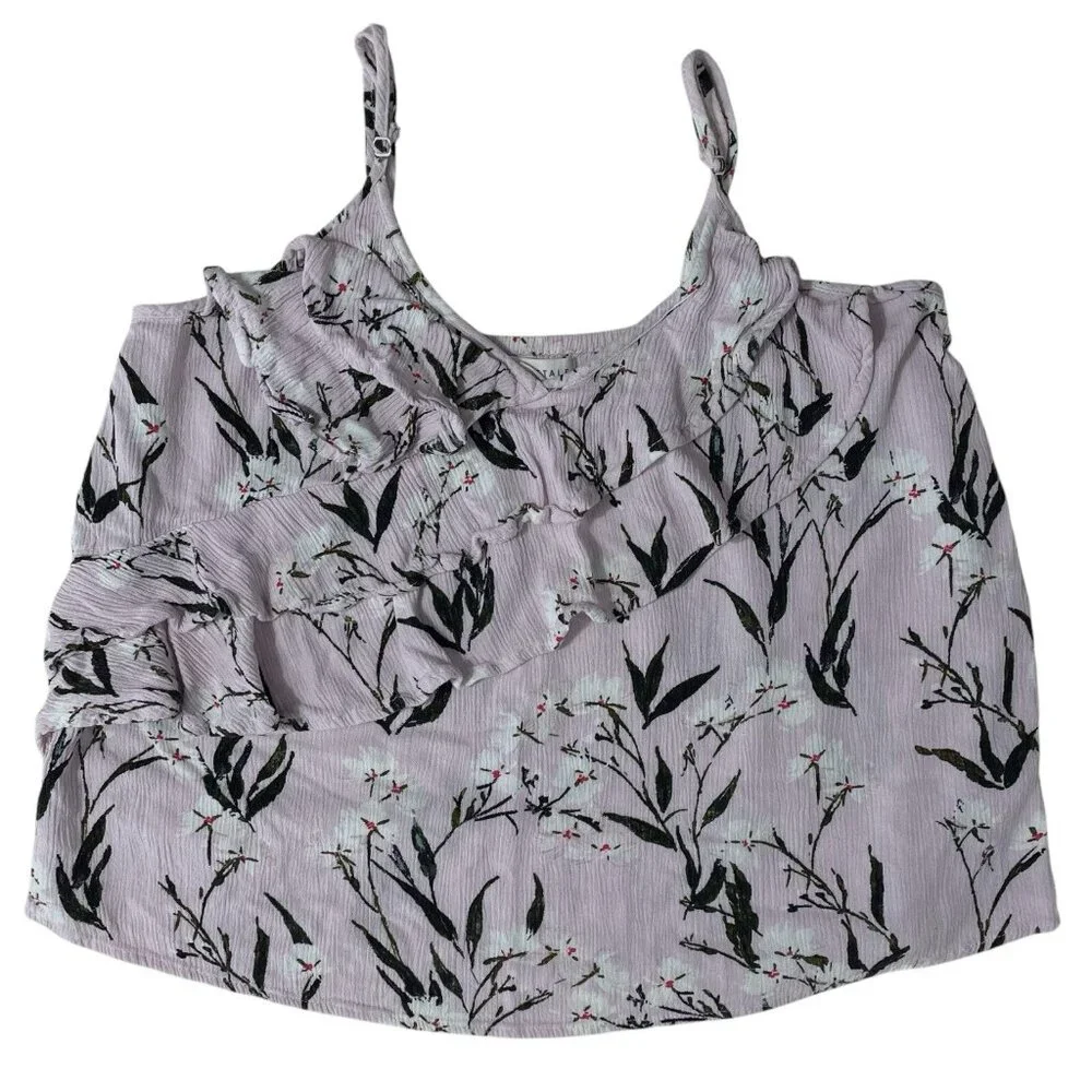 Aeropostale Womens Top Size Small Floral Ruffle V-Neck Adjustable Straps - Picture 3 of 6